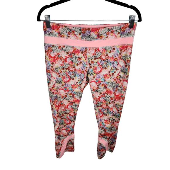 Lululemon Run Inspire Crop II Luxtreme Womens 8 Flowabunga Multi Bleached Coral - Picture 1 of 6